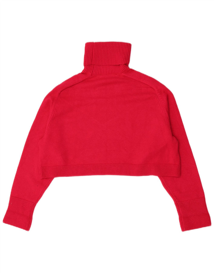 Zara Womens Crop Roll Neck Jumper Sweater UK 14 Medium Red Viscose