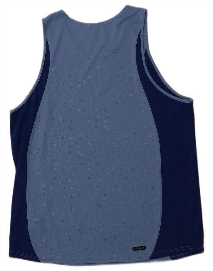 NIKE Herre Dri Fit Vest Top UK 42/44 Large Blue Colourblock Polyester