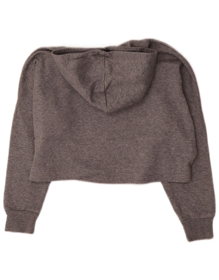 PUMA Girls Crop Graphic Hoodie Jumper 9-10 år Grå Bomuld