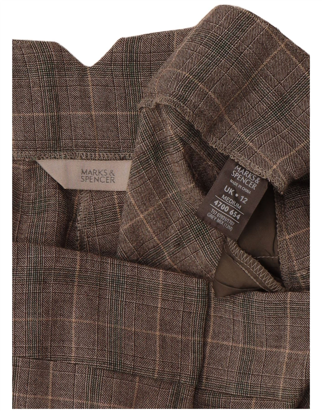 Marks & Spencer Dame Capri Bukser UK 12 Medium W30 L23 Grå ternet