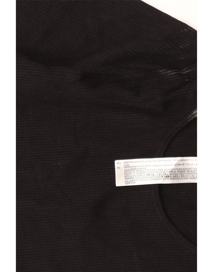 Zara Womens Crop Top Langærmet UK 4 XS Sort Polyamid