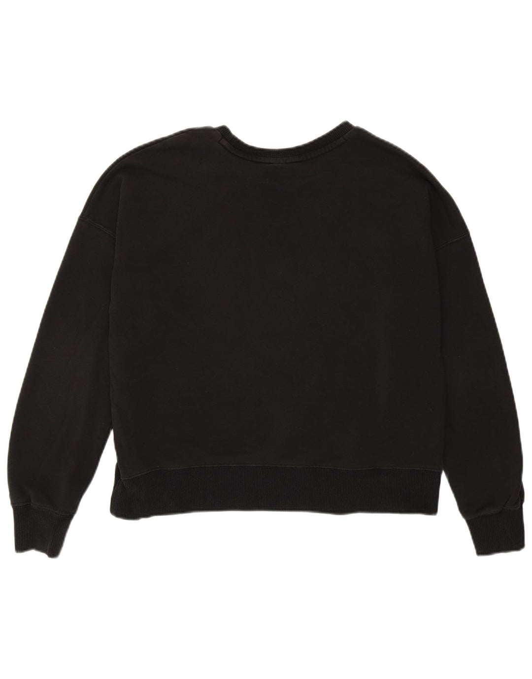 Puma Dame Oversized Crop Graphic Sweatshirt Jumper UK 6 XS Sort Bomuld