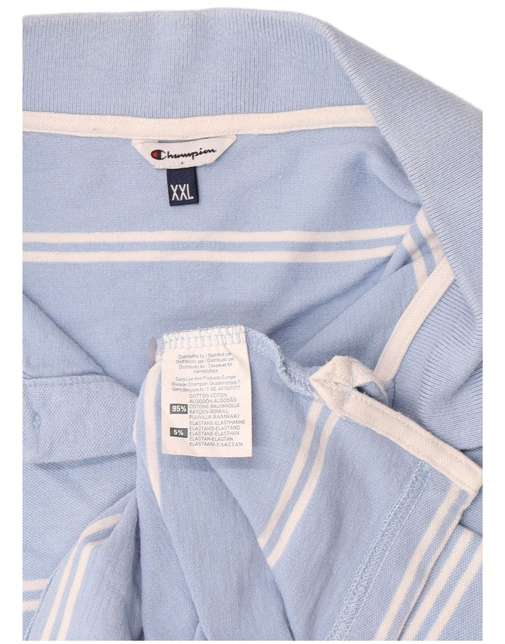 Champion herre poloshirt 2XL blå stribet bomuld
