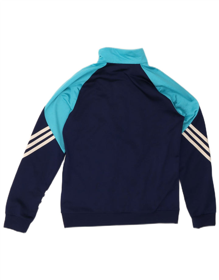 ADIDAS Boys Tracksuit Top Jacket 11-12 Years Large  Navy Blue Colourblock
