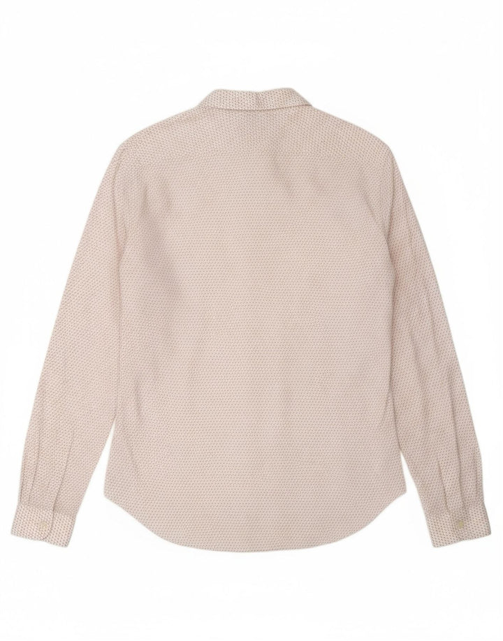 ZARA Mens Slim Fit Shirt Medium White Spotted Cotton