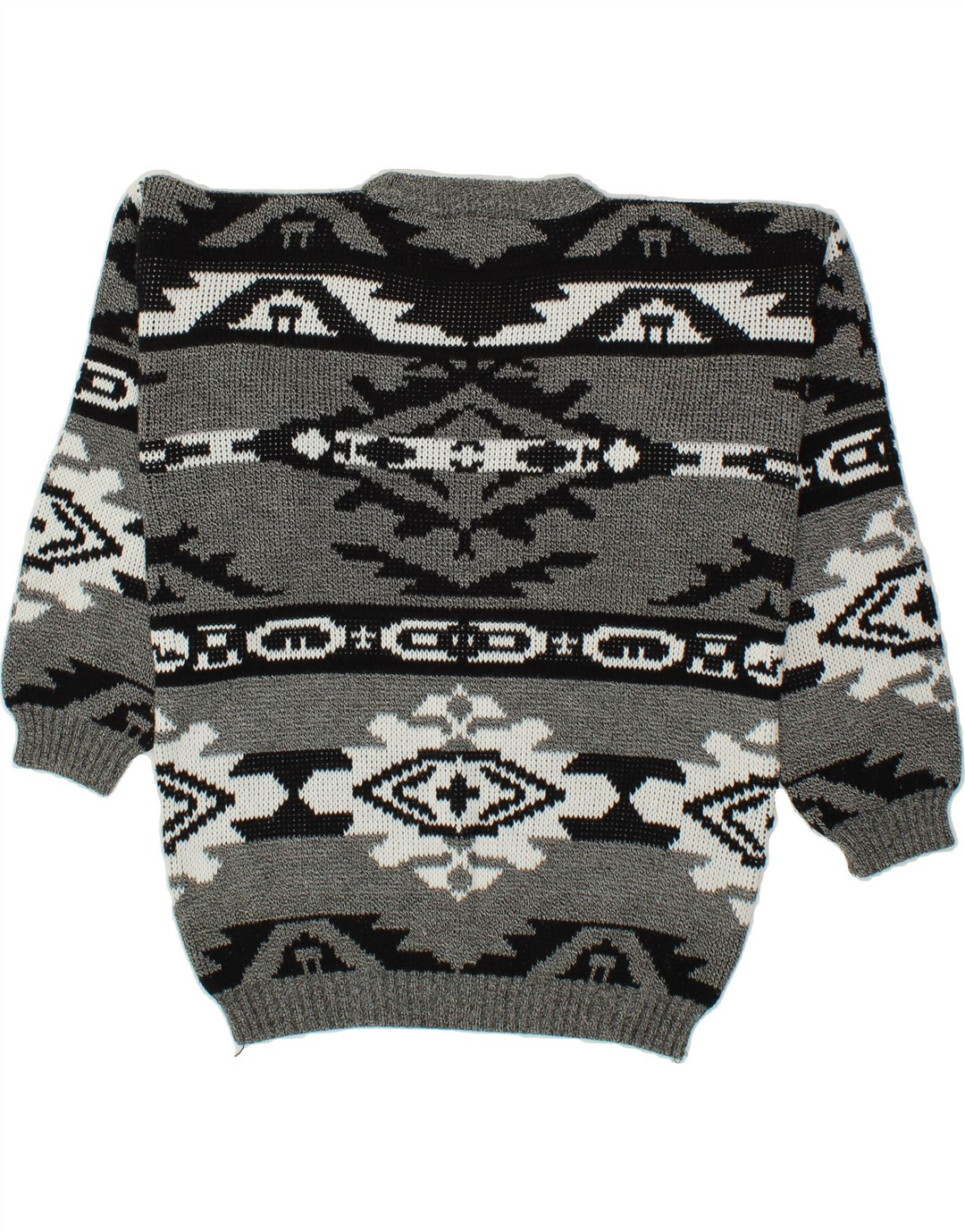 VINTAGE Mens Crew Neck Jumper Sweater 2XL Grey Fair Isle Vintage Vintage and Second-Hand Vintage from Messina Hembry 