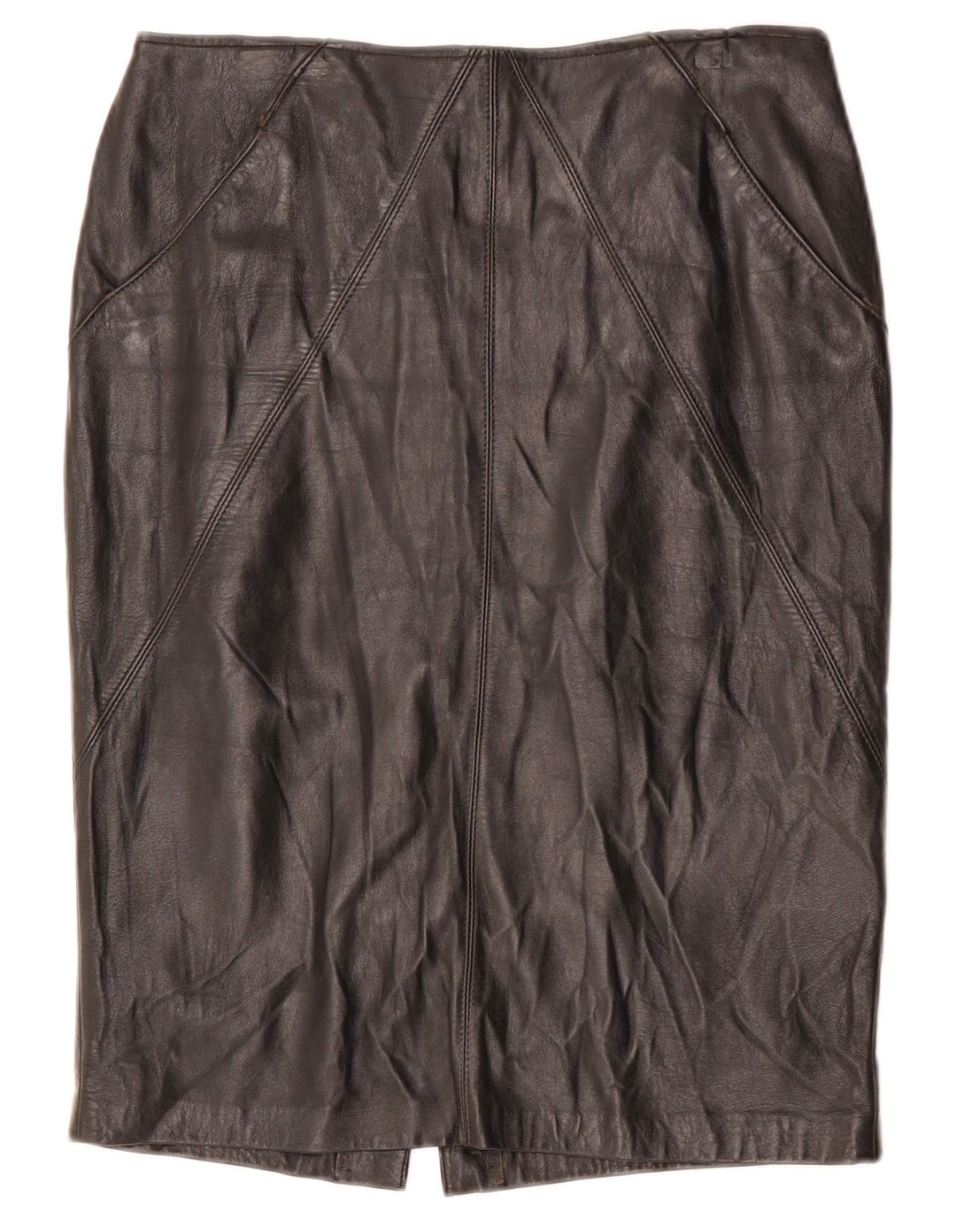 VINTAGE Lædernederdel til kvinder W32 Large Sort