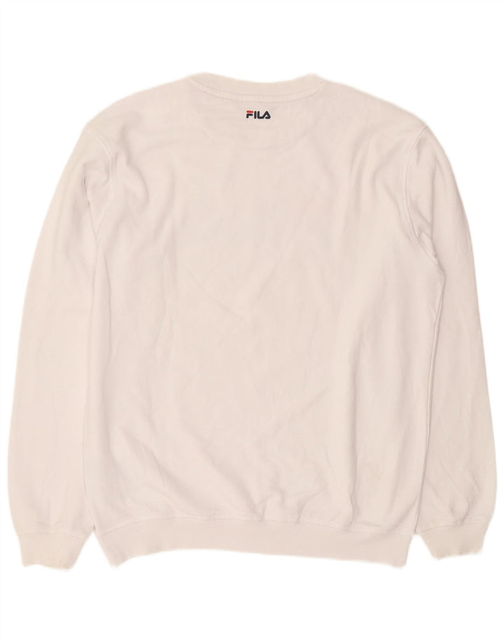 Fila Herre Grafisk Sweatshirt Jumper Medium Hvid Bomuld