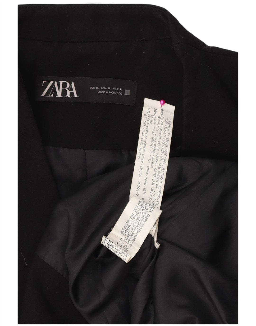 Zara Dame Blazer Jacket UK 18 XL Sort Polyester