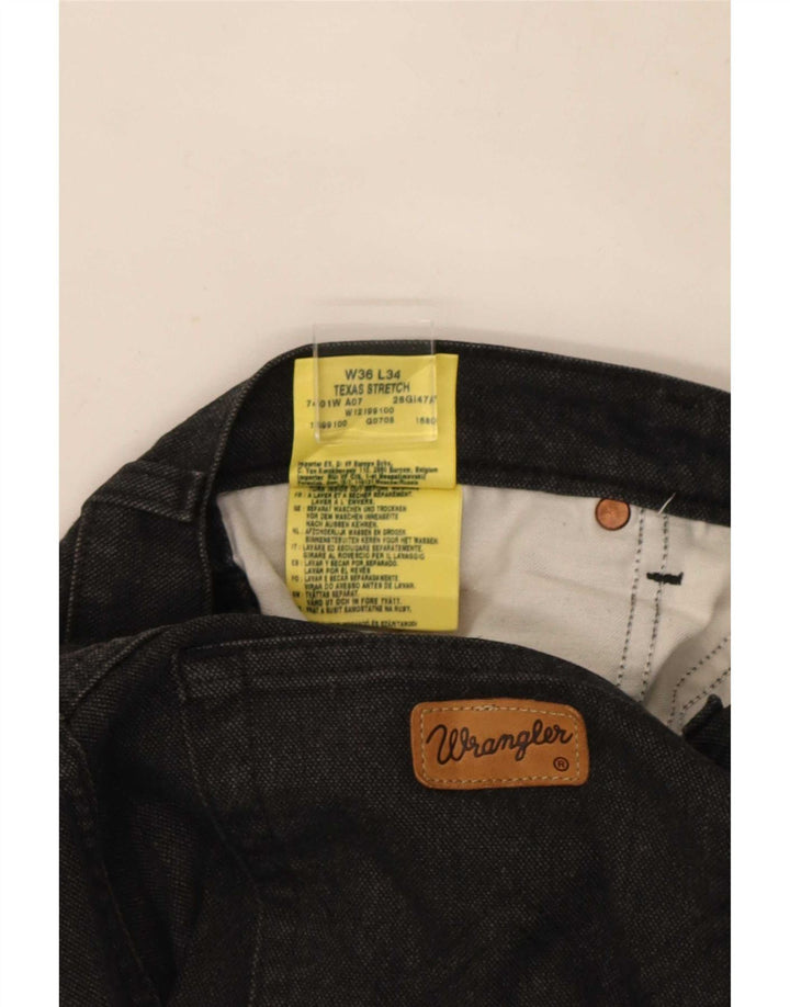 Wrangler Herre Texas Stretch Straight Jeans W36 L28 Sort Bomuld
