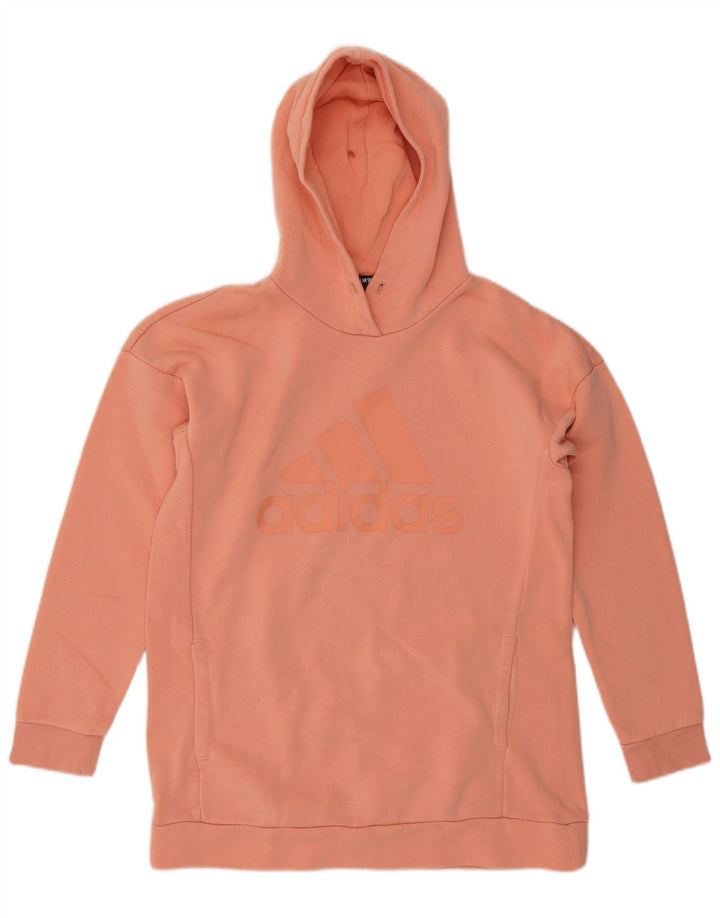 ADIDAS Oversized grafisk hættetrøjetrøje til kvinder UK 8/10 Lille orange bomuld