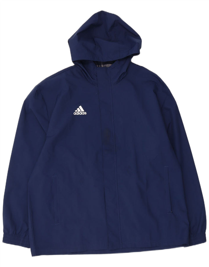 Adidas Regnjakke med hætte til mænd UK 42 XL Marineblå polyester