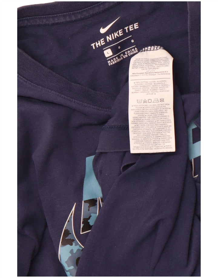 NIKE Grafisk T-shirt top til mænd Stor marineblå bomuld