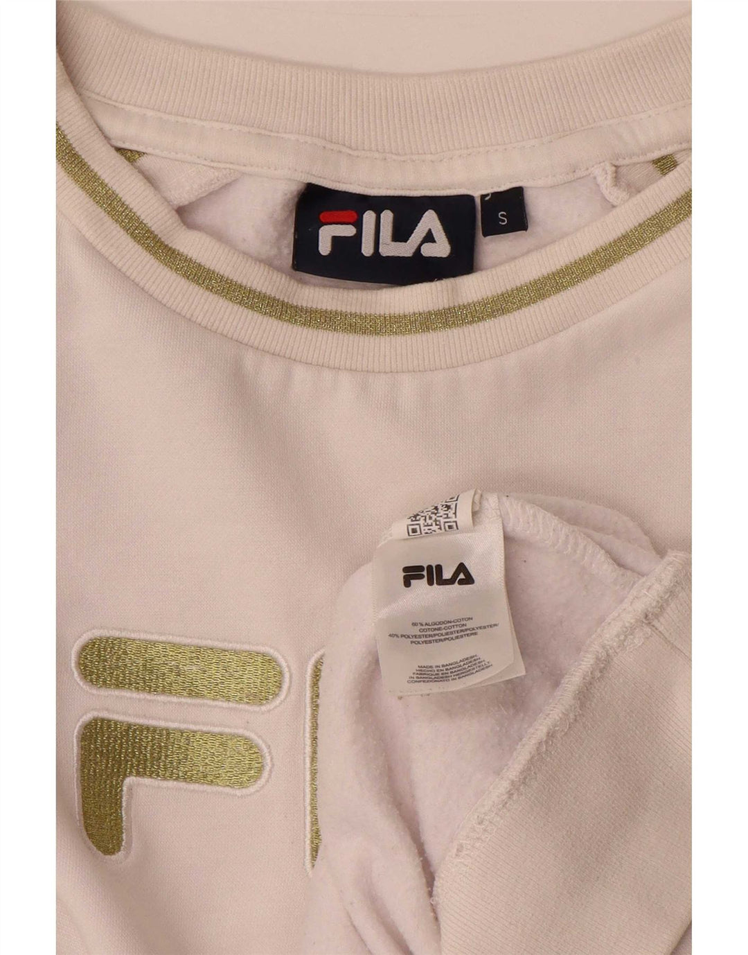 Fila Womens Grafisk Oversized Sweatshirt Jumper UK 10 Small White Bomuld