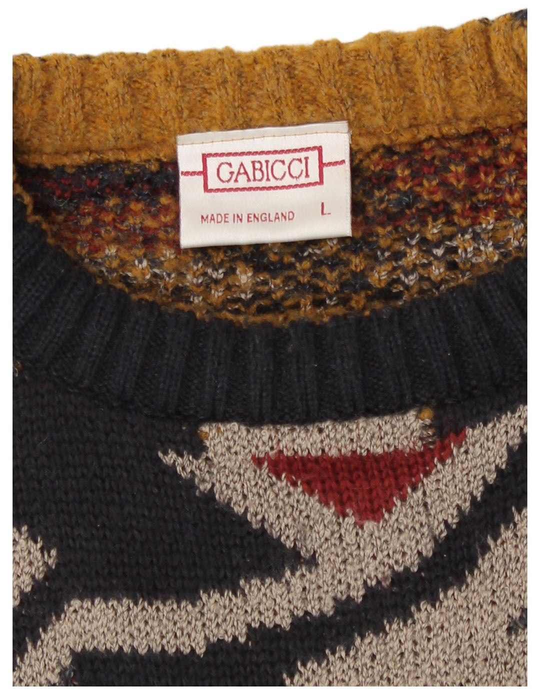 Vintage herre rund hals sweater stor flerfarvet geometrisk