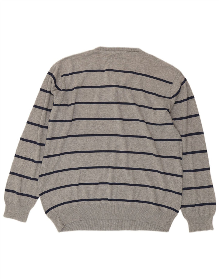 Gant Herre V-hals sweater XL Gråstribet bomuld