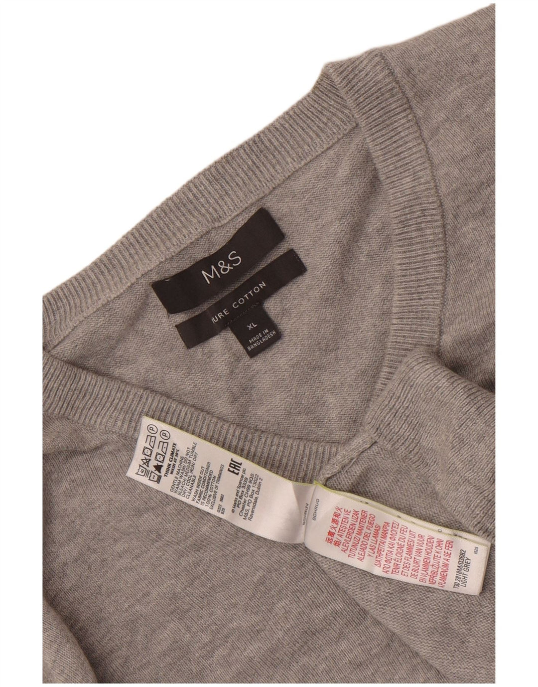Marks & Spencer Herre V-hals sweater XL Grå Bomuld