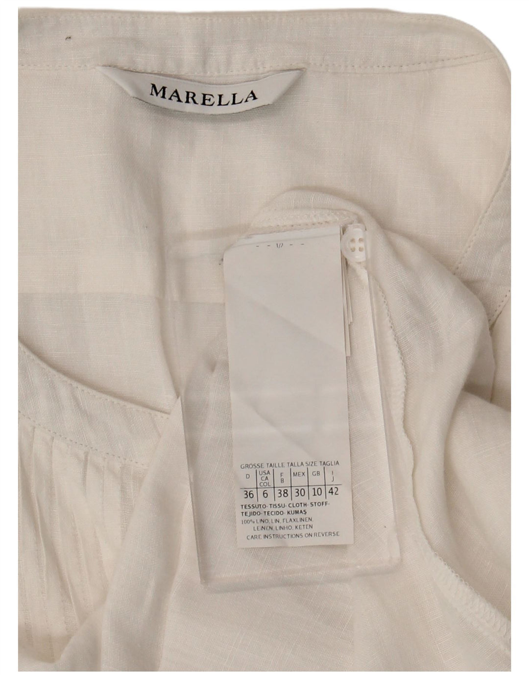 Marella Dame Oversized Shirt Bluse UK 10 Small White Linen