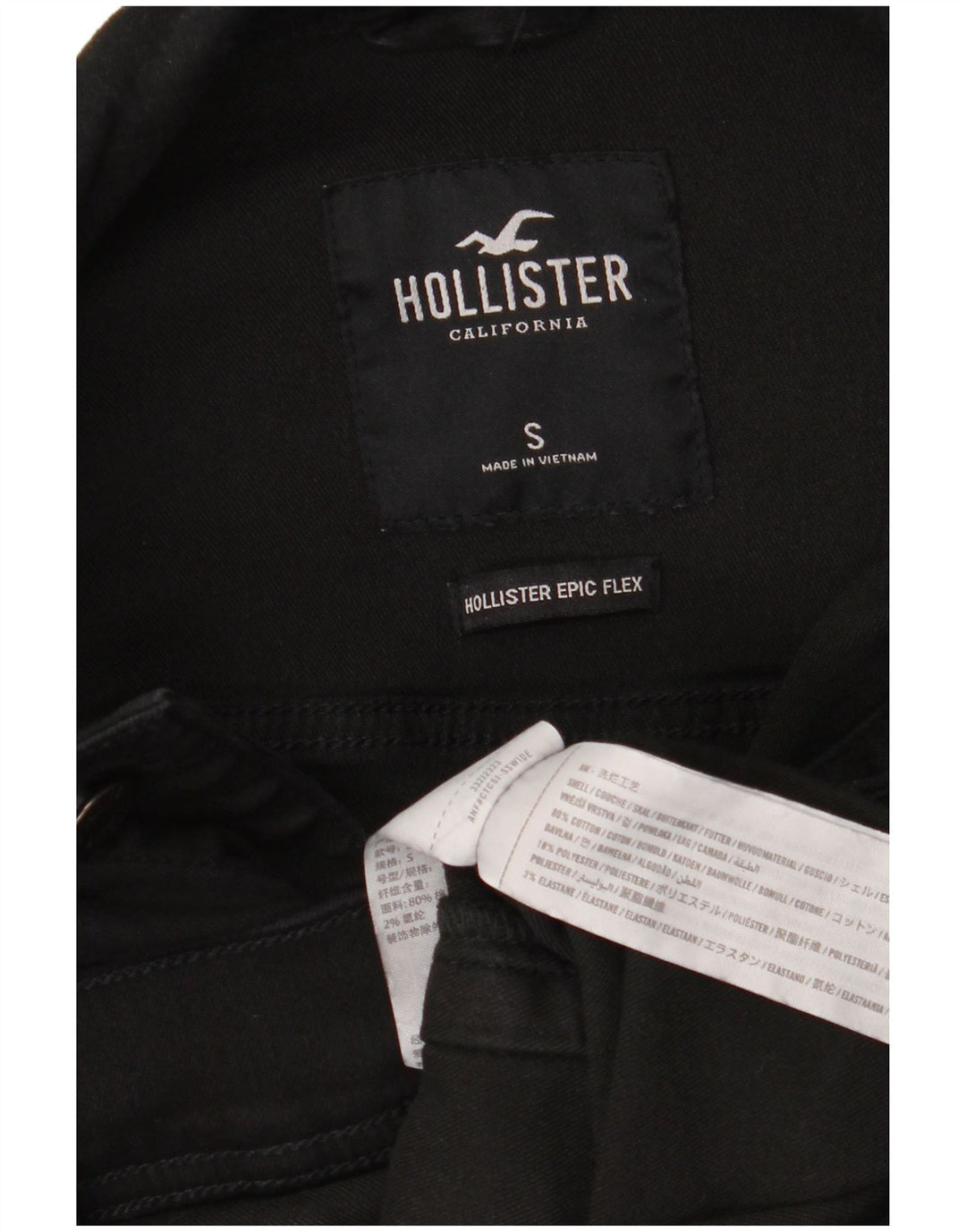 Hollister Herre denimjakke UK 36 Lille sort bomuld