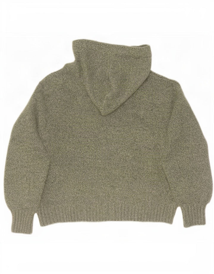 Zara Dame Hættetrøje oversize sweater UK 14 Medium Grøn Flecked