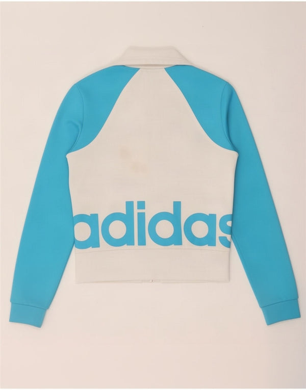 Adidas Womens Graphic Tracksuit Top Jacket UK 10 Small White Colourblock