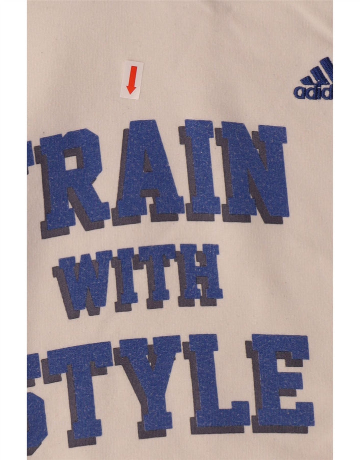 ADIDAS grafisk hættetrøje til kvinder UK 12 Medium White Bomuld