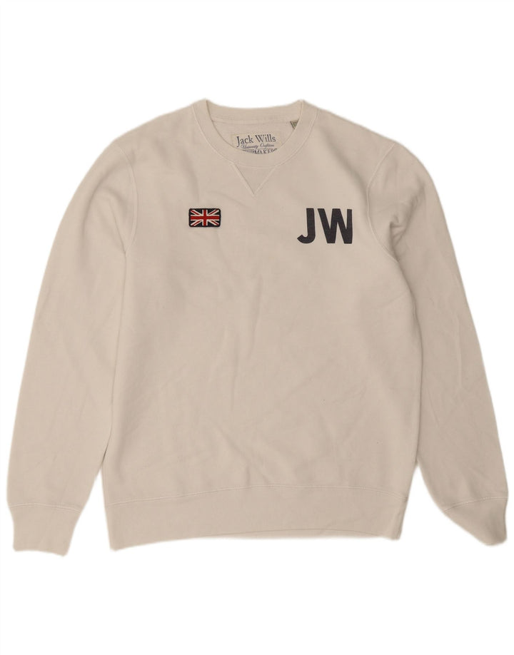 Jack Wills Herre Grafisk Sweatshirt Jumper Stor Hvid Bomuld