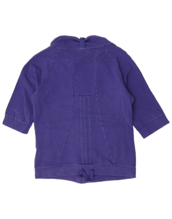 Adidas Kortærmet træningsdragt topjakke til kvinder UK 12 Medium Blue Cotton