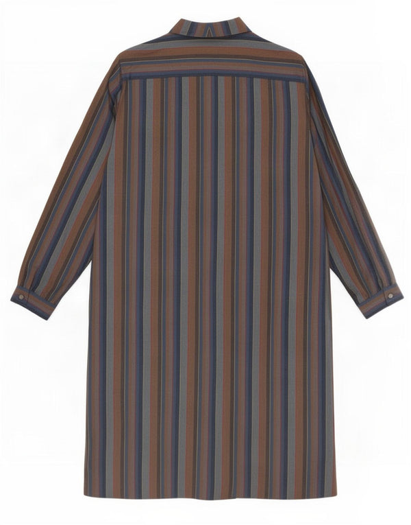MARKWALD Dame Langærmet Skift Kjole EU 46 XL Brun Stribet Virgin Wool