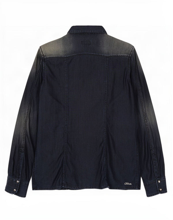 Datch Womens Military Denim Shirt UK 18 XL Navy Blue Lyocell