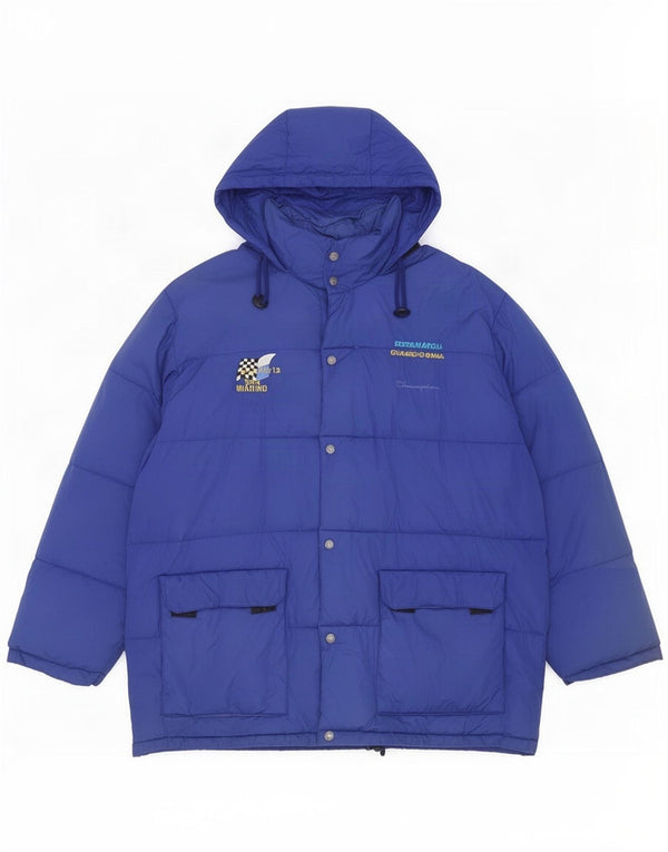Champion Herre hættepolstret jakke UK 42 XL Blå Nylon