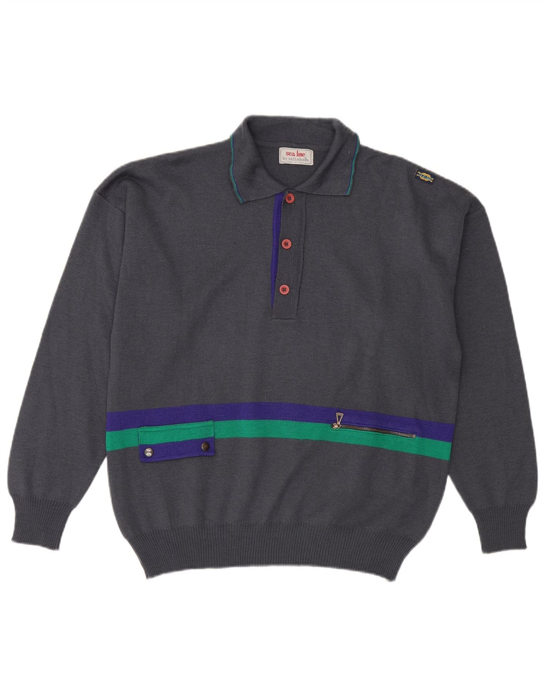 SETTEBELLO Herre Polo Neck sweater Stor Grå Colourblock Uld