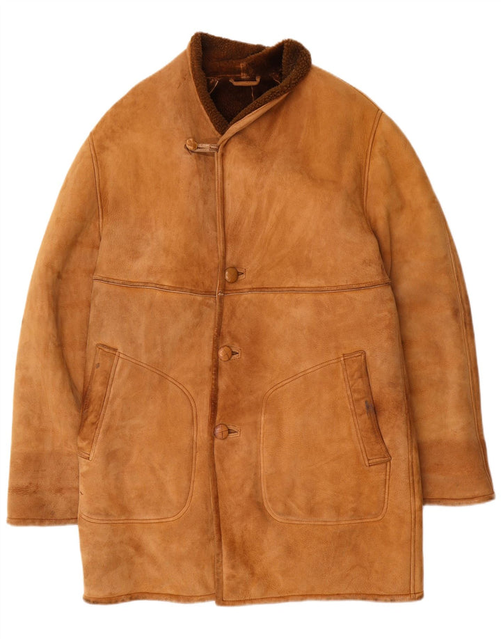 Vintage Herre Shearling Jacket UK 38 Medium Brown