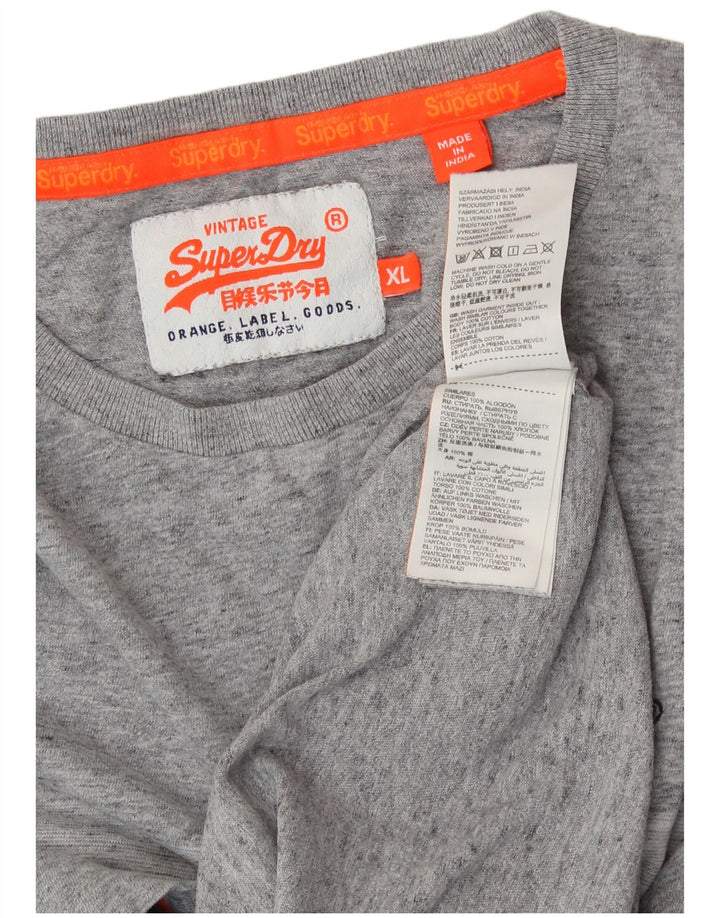 SUPERDRY Herre T-Shirt Top XL Grå Colourblock Bomuld