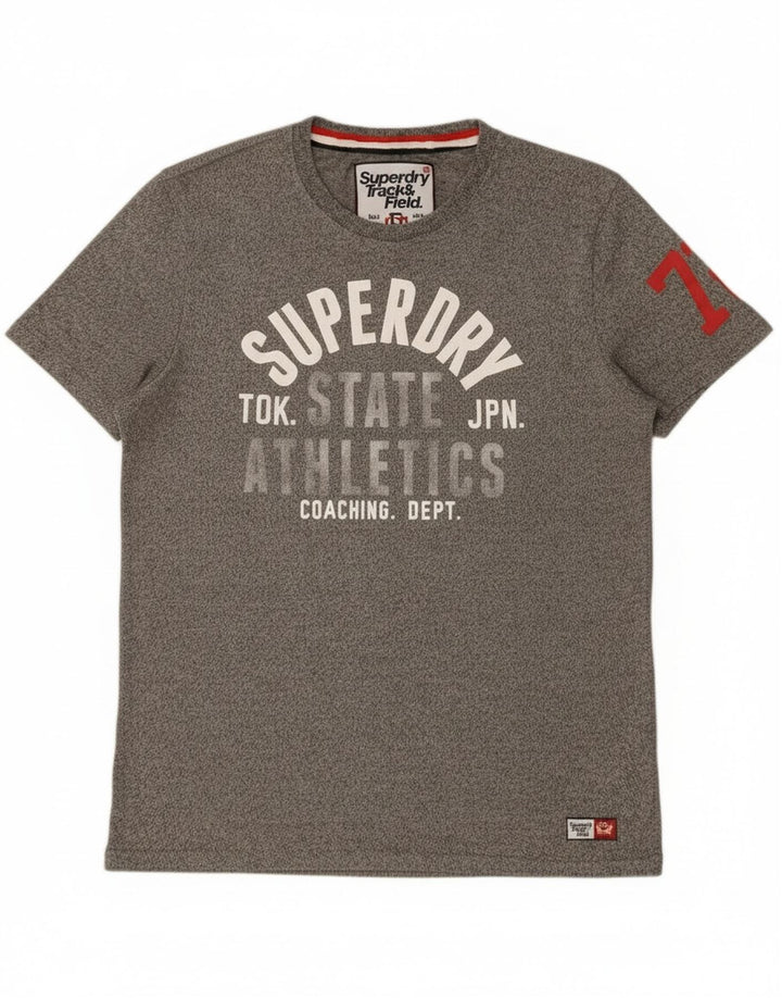 Superdry Grafisk T-shirt top til mænd, stor grå flækket bomuld