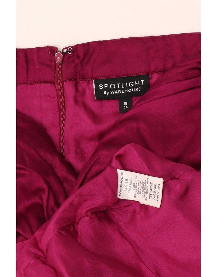 Warehouse Dame Stropløs Kjole UK 16 Large Purple Silk