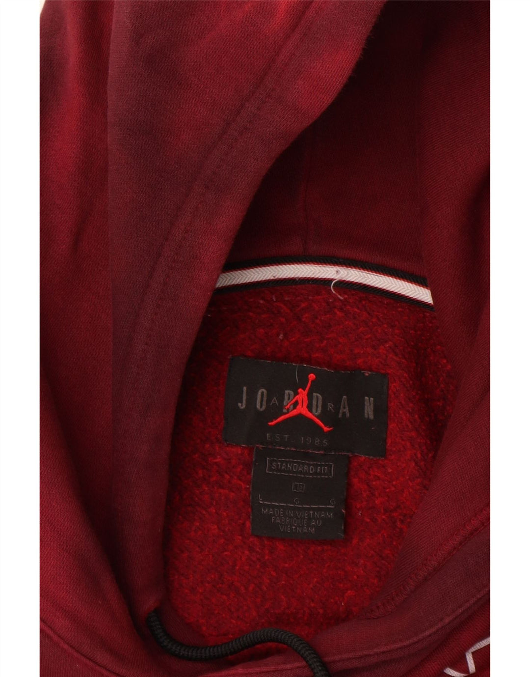 JORDAN Herre Grafisk Standard Fit Hættetrøje Jumper Large Burgundy Tie Dye