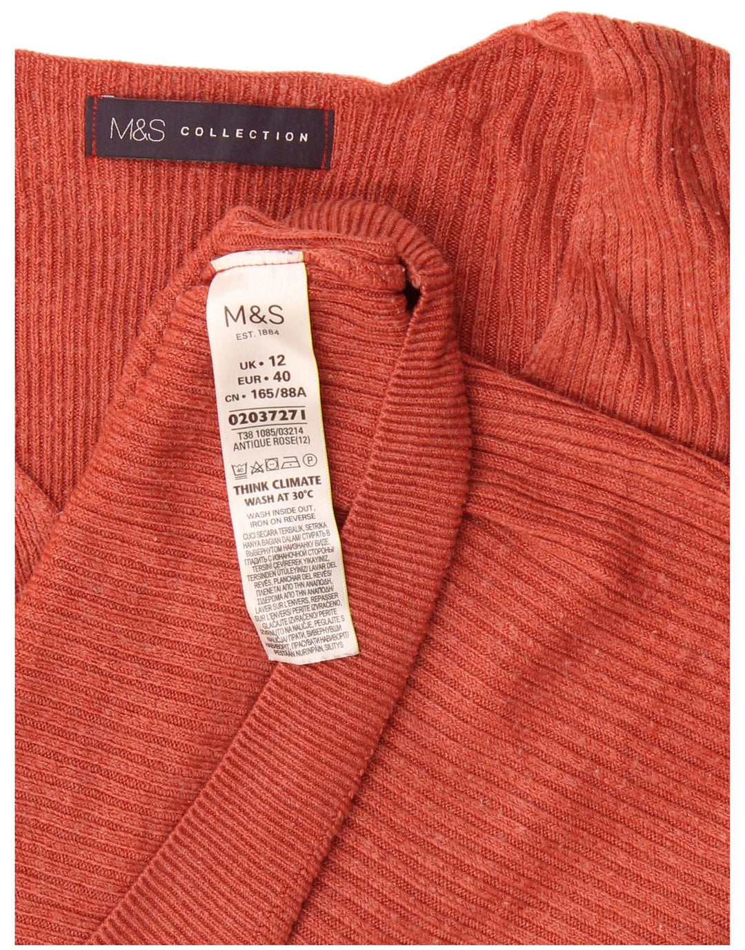 Marks & Spencer Dame V-hals sweater UK 12 Medium Brun Akryl