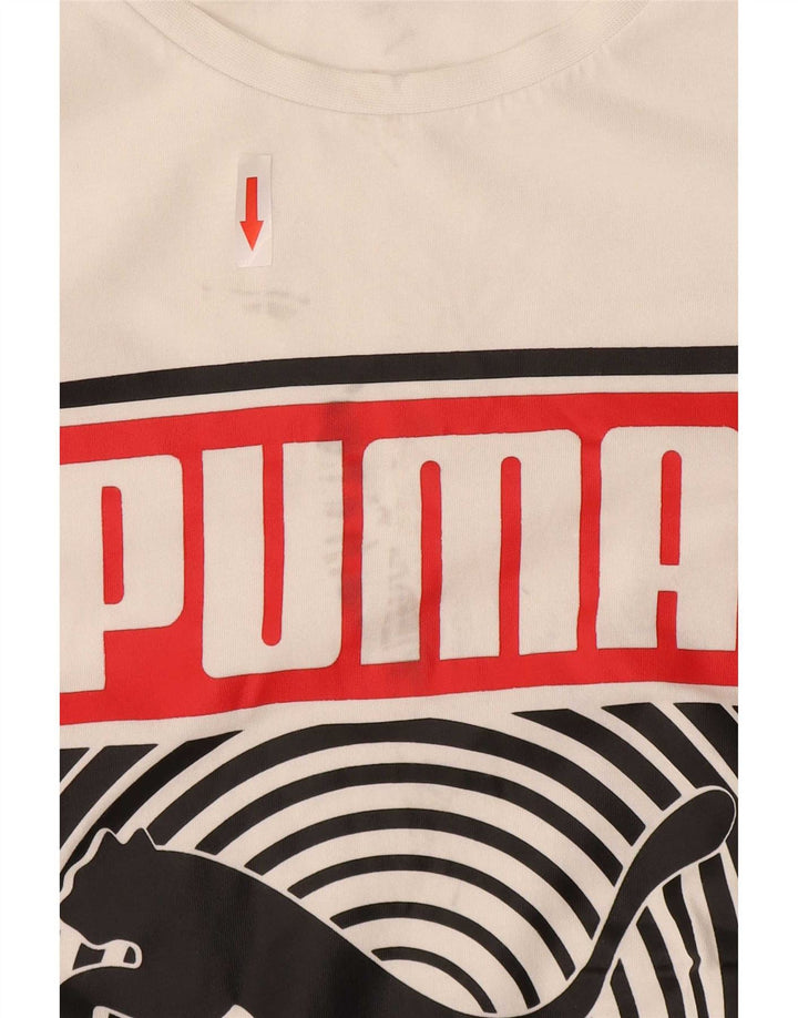 Puma Herre Grafisk T-Shirt Top Stor Hvid Bomuld