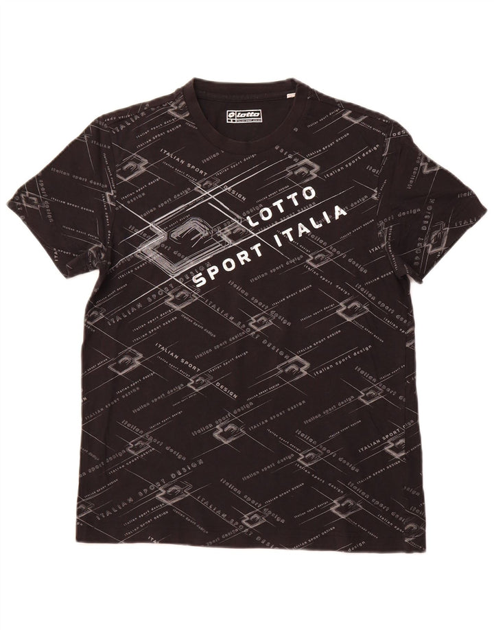 LOTTO Dame Grafisk T-Shirt Top UK 10 Lille Sort Bomuld