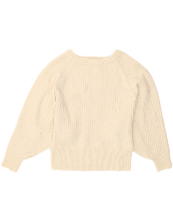 John Lewis Dame Crop Batwing Boat Neck Jumper Sweater UK 8 Small White