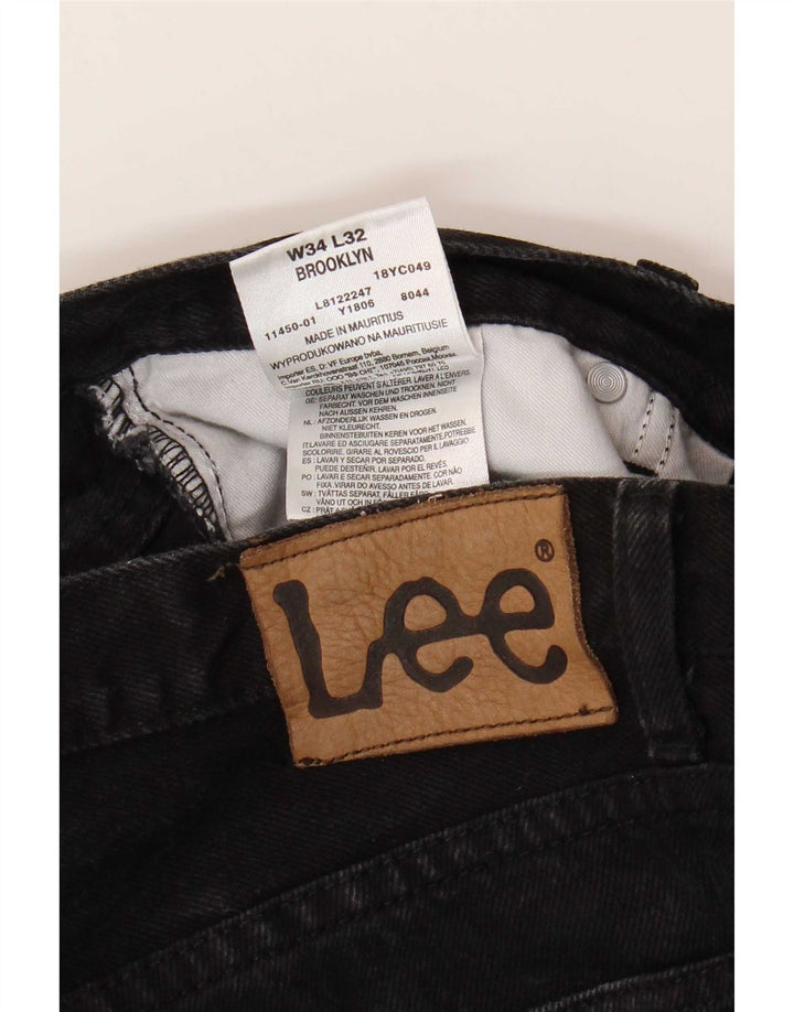 Lee Mens Brooklyn Straight Jeans W34 L32 Sort Bomuld