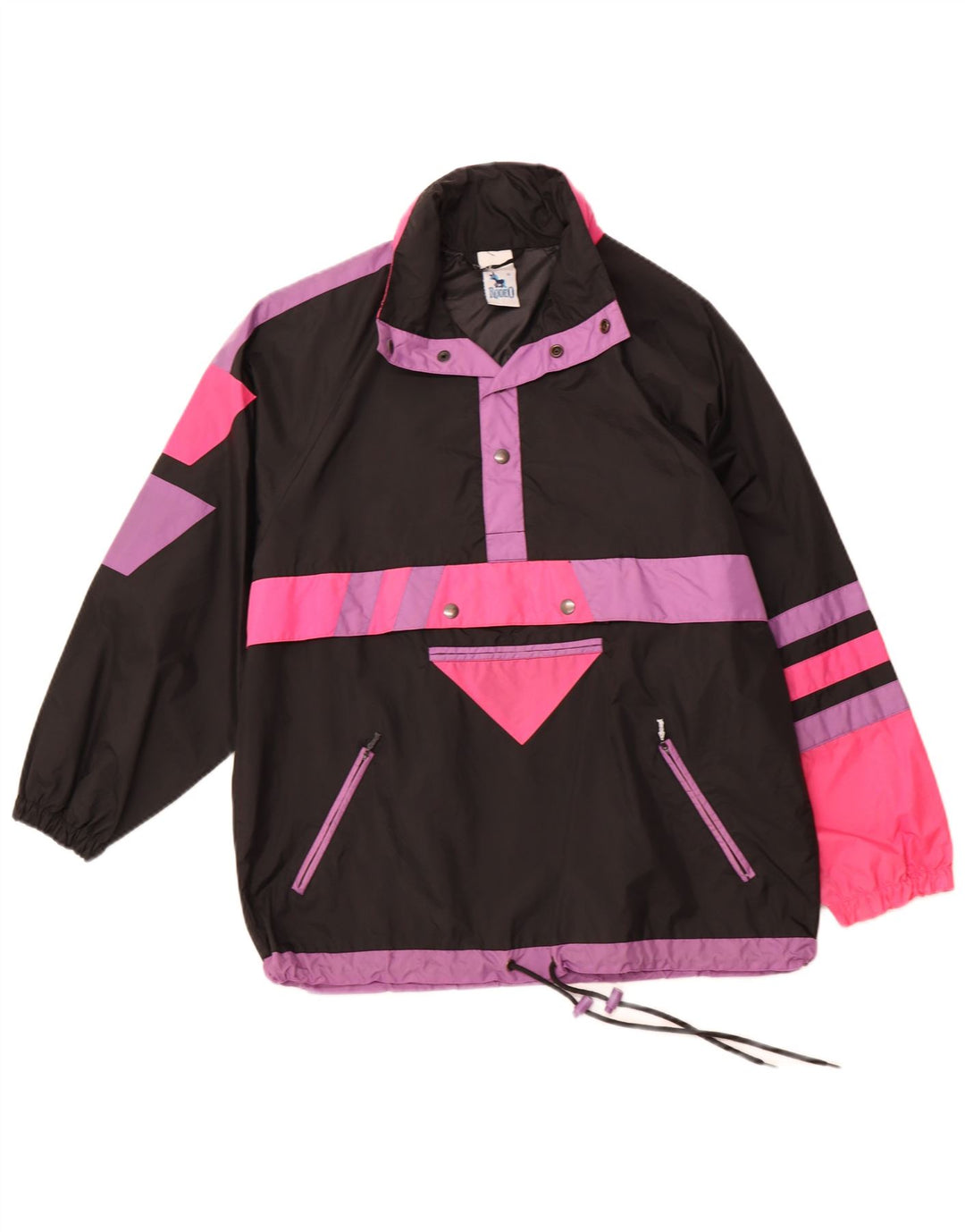 RODEO Herre Hætte Anorak Jacket UK 36 Small Black Colourblock Nylon