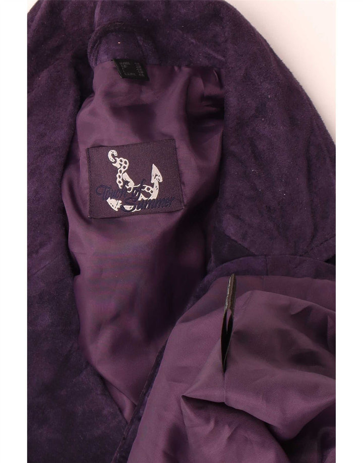 TCM Dame 3-knaps Ruskind Blazer Jacket UK 20 2XL Lilla Læder