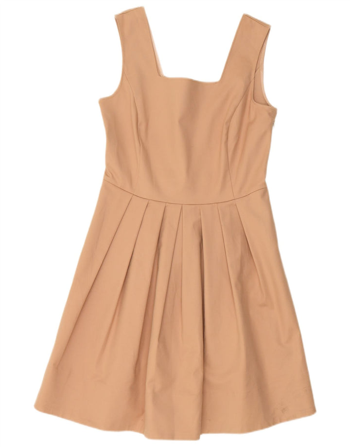TRUSSARDI Dame Ærmeløs A-line Kjole IT 44 Medium Beige Bomuld