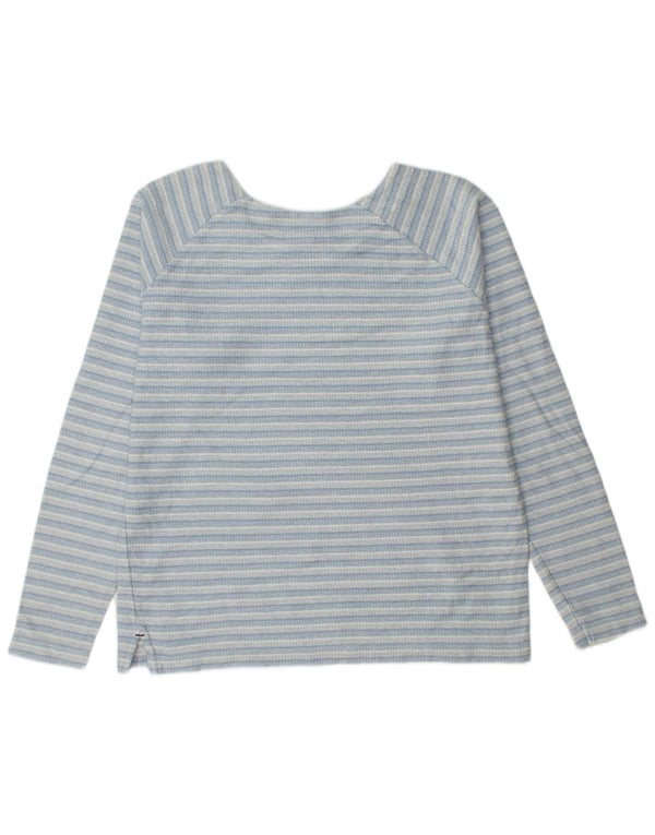Weird Fish Womens Sweatshirt Jumper UK 14 Large Blue Striped Cotton