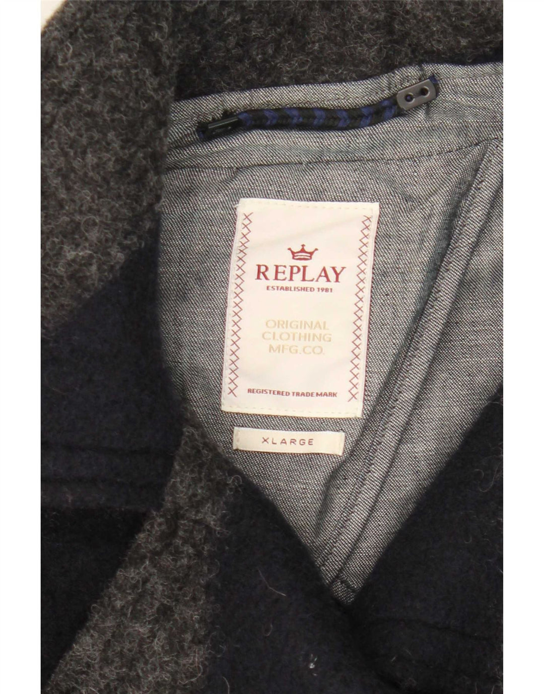 Replay Womens Pea Coat UK 18 XL Gråstribet uld