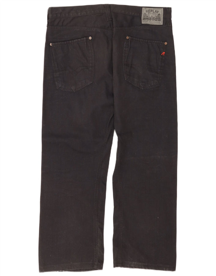 Replay Herre Straight Jeans W38 L32 Sort Bomuld