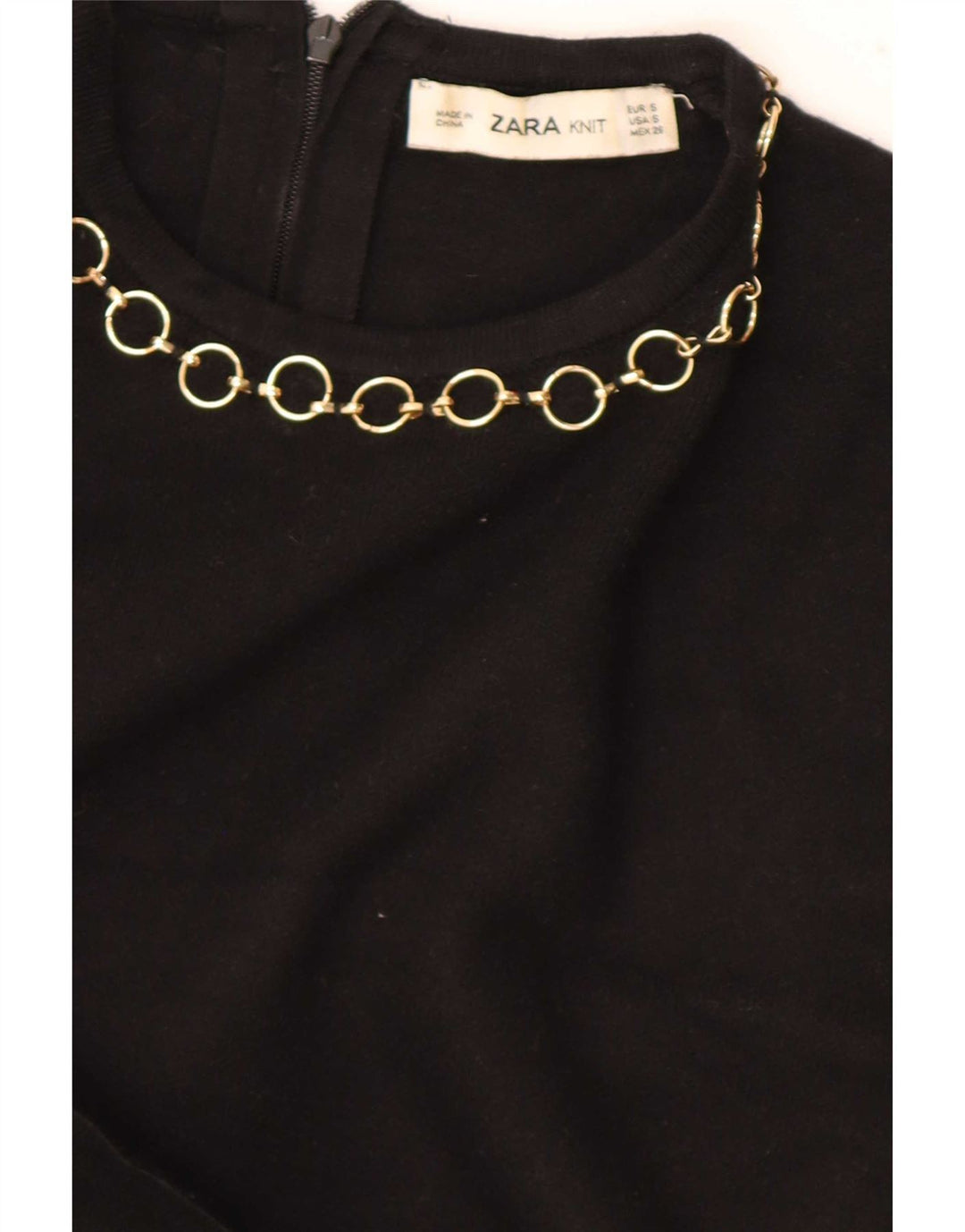 Zara Dame Bluse Top UK 10 Lille Sort