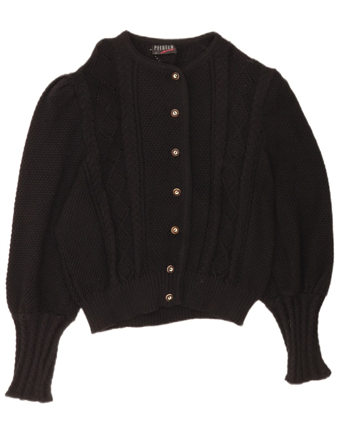 Pfister Dame Cardigan Sweater EU 46 XL Sort Virgin Wool